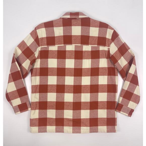 Marine Layer Rust + Cream Cotton Flannel Shirt Jacket S - Picture 7 of 11